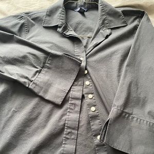 Land's End Button Down Oxford Shirt 3/4 Sleeve